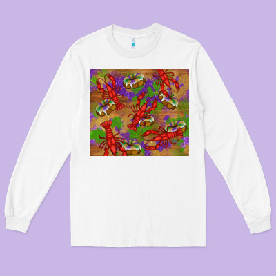 Mardi Gras Crawfish King Cake Long Sleeve Tee Designed By Ranaportraitstore