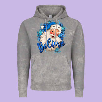 Believe Winter Christmas Santa Claus Vintage Hoodie Designed By Maliassmallbusiness