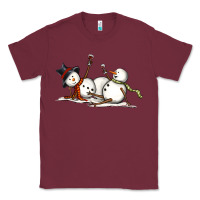 Burgundy snowman with wine Classic Tee - MaliasSmallBusiness