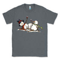 Charcoal Heather snowman with wine Classic Tee - MaliasSmallBusiness