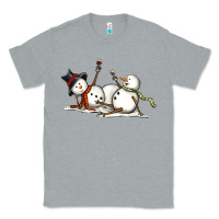 Heather Grey snowman with wine Classic Tee - MaliasSmallBusiness
