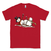 Red snowman with wine Classic Tee - MaliasSmallBusiness