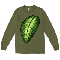 Army Green Dumb Cane Leaf Long Sleeve Tee - LillyAllenDesigns