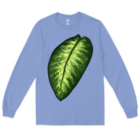 Colony Blue Dumb Cane Leaf Long Sleeve Tee - LillyAllenDesigns