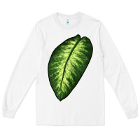 White Dumb Cane Leaf Long Sleeve Tee - LillyAllenDesigns