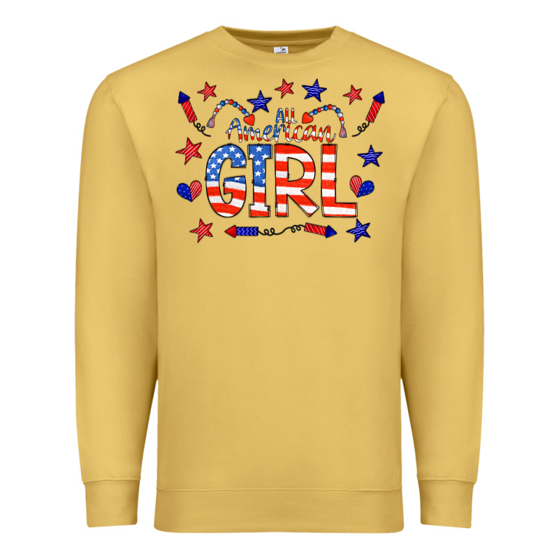 All American Girl Doodle Letters Premium Sweatshirt by CowCowDesign | Teevron