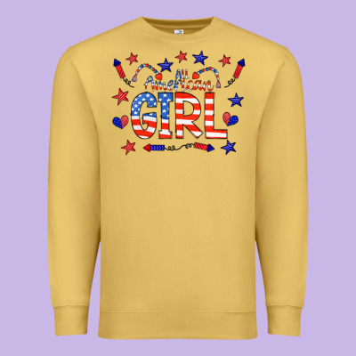 All American Girl Doodle Letters Premium Sweatshirt Designed By Cowcowdesign