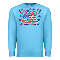 Ocean Blue all american girl doodle letters Premium Sweatshirt - CowCowDesign