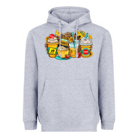 Heather Grey school bus coffee cups Heavyweight Hoodie - OliviaCreatesArt