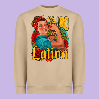 Hundred Percent Latina Strong Woman Heavyweight Sweatshirt Designed By Jasminsmagicworld