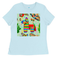 Baby Blue pinata seamless pattern Ladies Tee - BundleAndBundleShop
