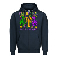 Navy I'm just here for the Crawfish Zipper Hoodie - HowdyJamesFarm