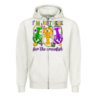 Oatmeal Heather I'm just here for the Crawfish Zipper Hoodie - HowdyJamesFarm