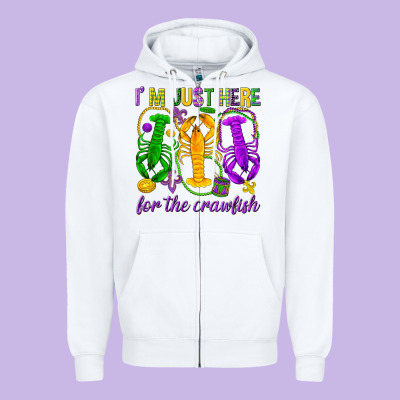I'm Just Here For The Crawfish Zipper Hoodie Designed By Howdyjamesfarm