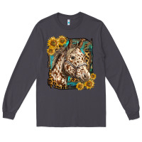 Smoke appaloosa horse with sunflowers and western background Long Sleeve Tee - LillyAllenDesigns