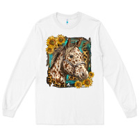 Appaloosa Horse With Sunflowers And Western Background Long Sleeve Tee | Teevron