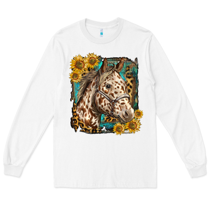 Appaloosa Horse With Sunflowers And Western Background Long Sleeve Tee by LillyAllenDesigns | Teevron