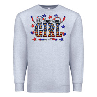 Heather Grey All American Girl Premium Sweatshirt - CowCowDesign