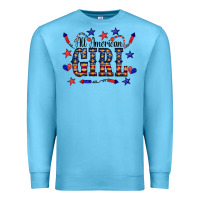 Ocean Blue All American Girl Premium Sweatshirt - CowCowDesign