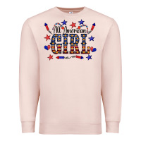 Pale Pink All American Girl Premium Sweatshirt - CowCowDesign