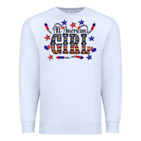 White All American Girl Premium Sweatshirt - CowCowDesign