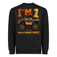 Black i'm one this is how i roll monster truck birthday Heavyweight Sweatshirt - Jasminsmagicworld