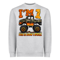 Heather Grey i'm one this is how i roll monster truck birthday Heavyweight Sweatshirt - Jasminsmagicworld