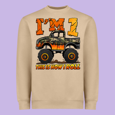 I'm One This Is How I Roll Monster Truck Birthday Heavyweight Sweatshirt Designed By Jasminsmagicworld