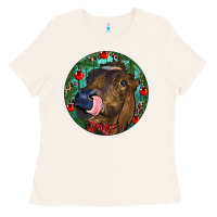 Bone Longhorn Cow Christmas Ladies Tee - RanaPortraitStore