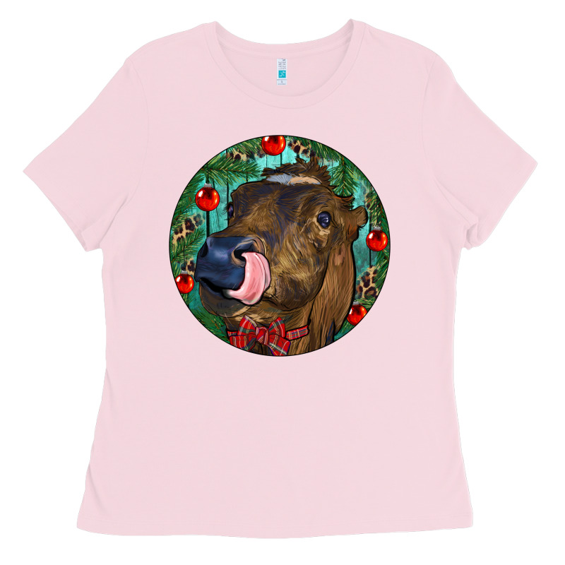 Longhorn Cow Christmas Ladies Tee by RanaPortraitStore | Teevron