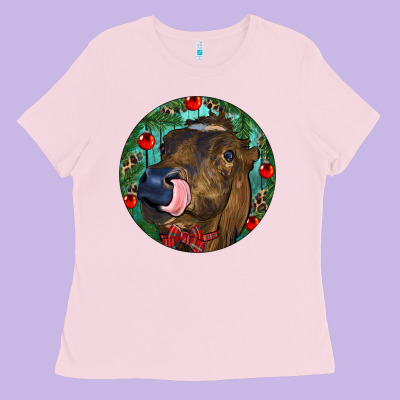 Longhorn Cow Christmas Ladies Tee Designed By Ranaportraitstore