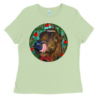 Matcha Longhorn Cow Christmas Ladies Tee - RanaPortraitStore