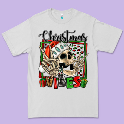 Christmas Vibes Skeleton Premium Tee Designed By Jasminsmagicworld