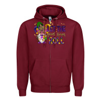 Burgundy Let the good times roll with gnome Zipper Hoodie - HowdyJamesFarm