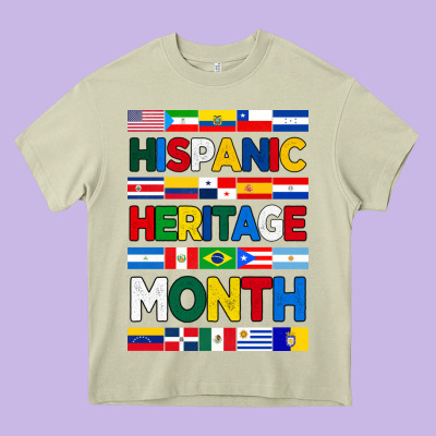 Hispanic Haritage Month Flags Heavy Core Tee Designed By Bundleandbundleshop