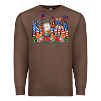 Chestnut All American Mama Cow Flowers Premium Sweatshirt - CowCowDesign