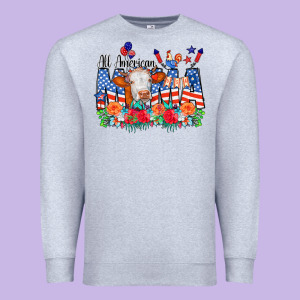All American Mama Cow Flowers Premium Sweatshirt Designed By Cowcowdesign