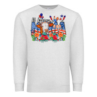 Oatmeal Heather All American Mama Cow Flowers Premium Sweatshirt - CowCowDesign