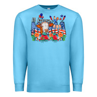 Ocean Blue All American Mama Cow Flowers Premium Sweatshirt - CowCowDesign