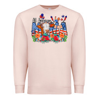 Pale Pink All American Mama Cow Flowers Premium Sweatshirt - CowCowDesign
