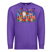 Purple All American Mama Cow Flowers Premium Sweatshirt - CowCowDesign