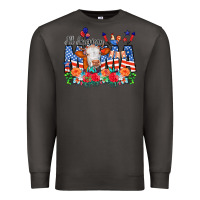 Smoke All American Mama Cow Flowers Premium Sweatshirt - CowCowDesign
