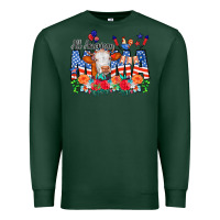 Sports Green All American Mama Cow Flowers Premium Sweatshirt - CowCowDesign