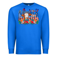 True Royal All American Mama Cow Flowers Premium Sweatshirt - CowCowDesign