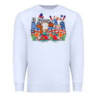 White All American Mama Cow Flowers Premium Sweatshirt - CowCowDesign