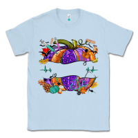 Dusty Blue halloween nurse pumpkin custom name Classic Tee - NancyCooperArtShop