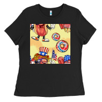 Patriotic Hotdog Ice Cream Donat Ladies Tee | Teevron