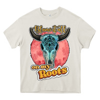 Blame It All On My Roots Bull Skull Black Heavy Core Tee | Teevron
