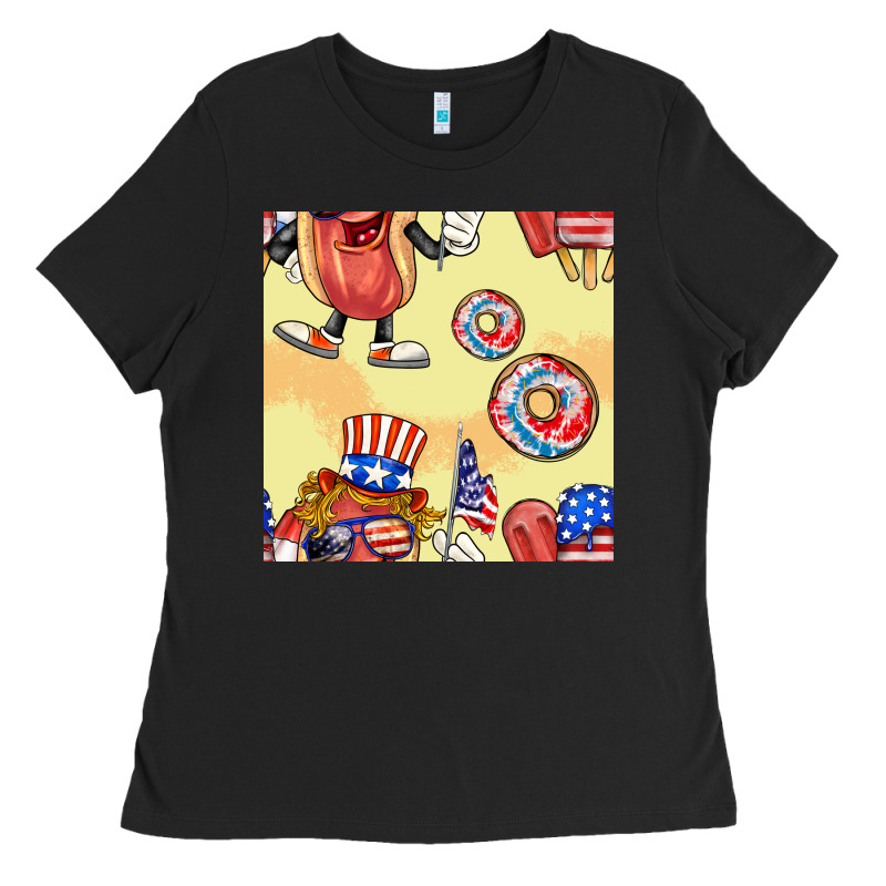 Patriotic Hotdog Ice Cream Donat Ladies Tee by BundleAndBundleShop | Teevron