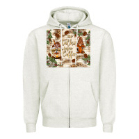 Oatmeal Heather no talkie before coffee with gnomies Zipper Hoodie - TumblerDesignByShophia